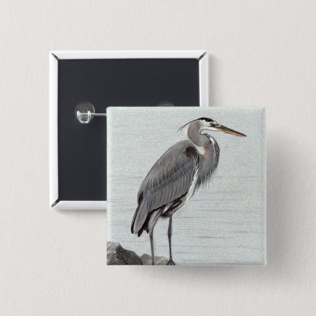 Great Blue Heron Button (Front & Back)