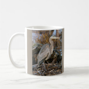 Great Blue Heron by a Pond Photo Coffee Mug