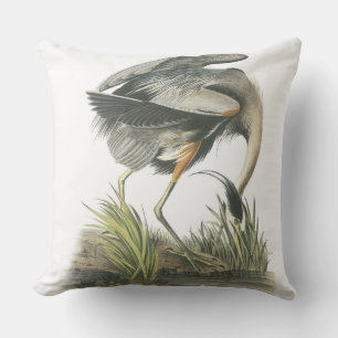 Great Blue Heron by Audubon Outdoor Pillow