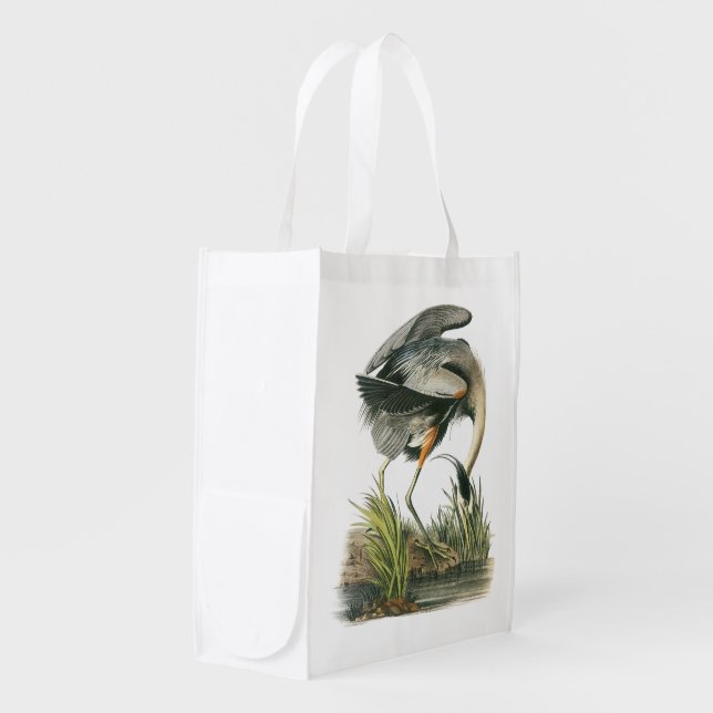 Great Blue Heron by Audubon Reusable Grocery Bag (Front Side)
