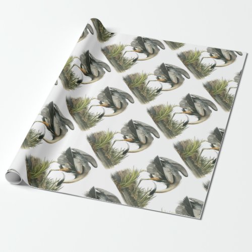 Great Blue Heron by Audubon Wrapping Paper