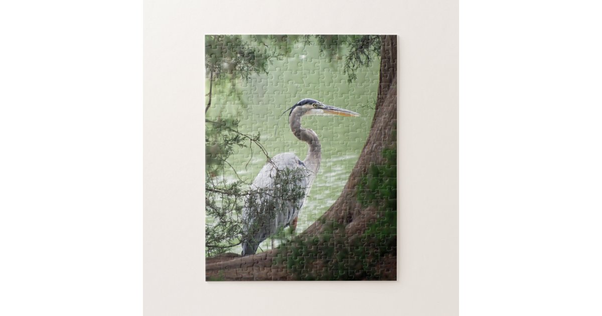Great Blue Heron By The Tree Jigsaw Puzzle Zazzle