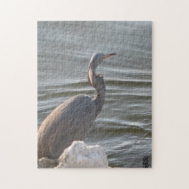 Great Blue Heron by the Water Jigsaw Puzzle (Vertical)
