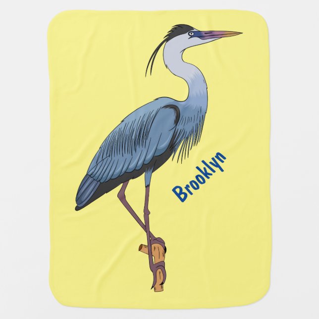 Great blue heron cartoon illustration  baby blanket (Front)