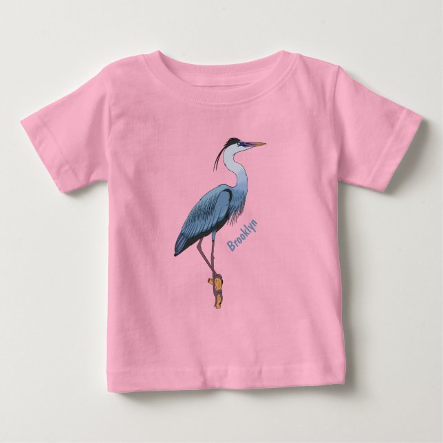 Great blue heron cartoon illustration  baby T-Shirt (Front)