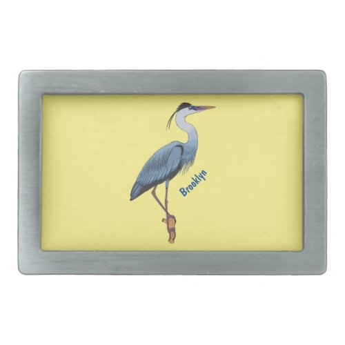 Great blue heron cartoon illustration  belt buckle