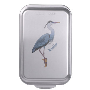 Great blue heron cartoon illustration cake pan