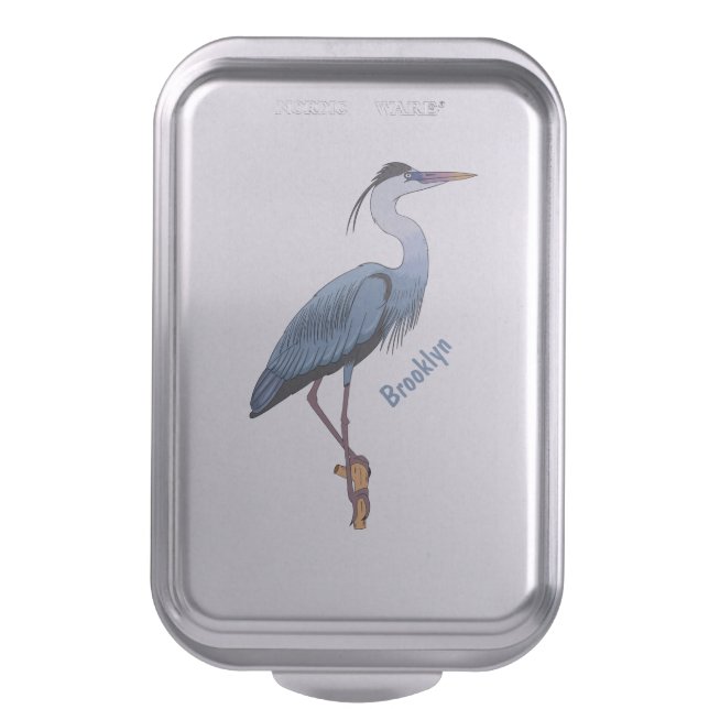Great blue heron cartoon illustration  cake pan (Front Vertical)