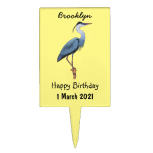 Great blue heron cartoon illustration cake topper