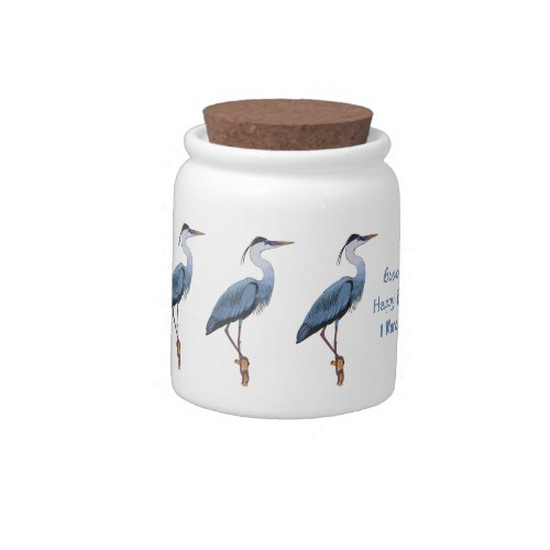 Great blue heron cartoon illustration  candy jar