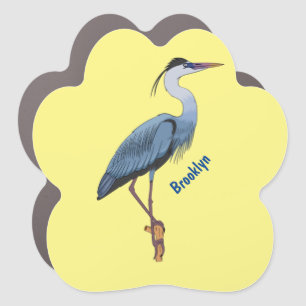 Great blue heron cartoon illustration car magnet