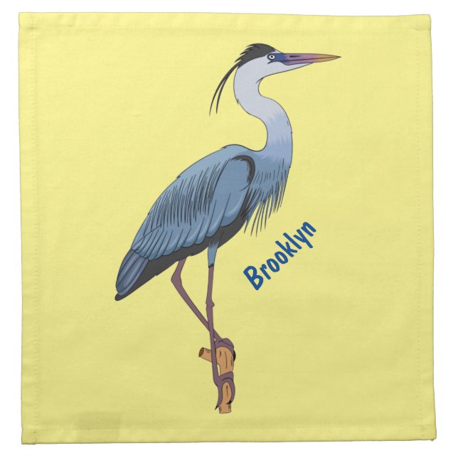 Great blue heron cartoon illustration  cloth napkin (Front)