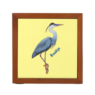 Great blue heron cartoon illustration  desk organizer