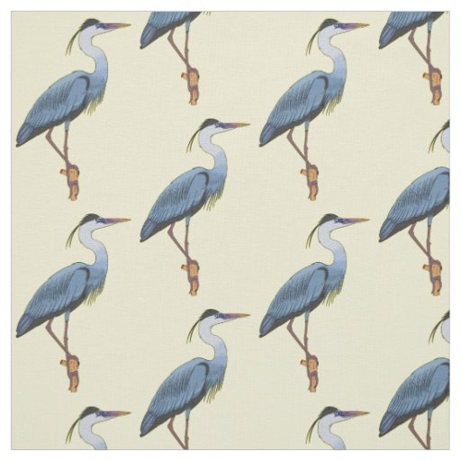 Great blue heron cartoon illustration fabric
