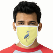 Great blue heron cartoon illustration face mask (Worn Him)