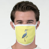 Great blue heron cartoon illustration face mask (Worn Him)