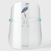 Great blue heron cartoon illustration face shield (Front)