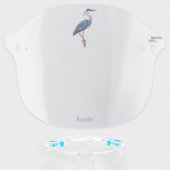 Great blue heron cartoon illustration face shield (Front w/Glasses)