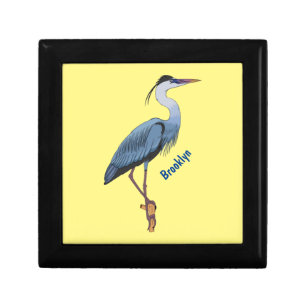 Great blue heron cartoon illustration gift box