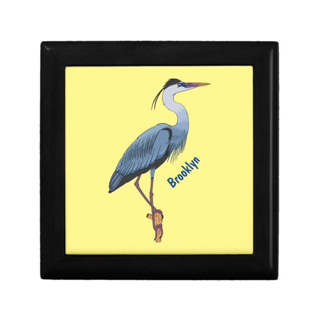 Great blue heron cartoon illustration gift box (Front)