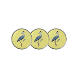 Great blue heron cartoon illustration golf ball marker