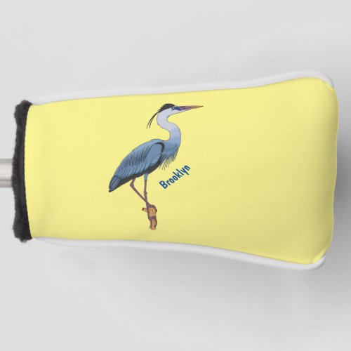 Great blue heron cartoon illustration  golf head cover
