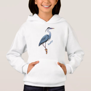 Great blue heron cartoon illustration hoodie