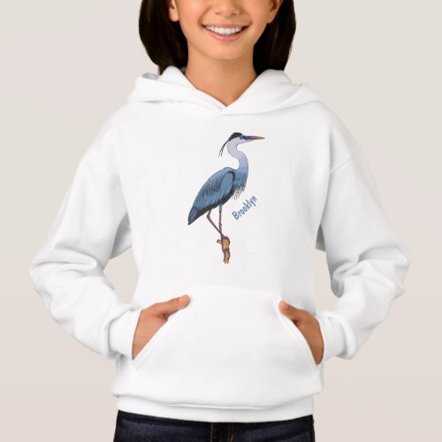 Great blue heron cartoon illustration  hoodie