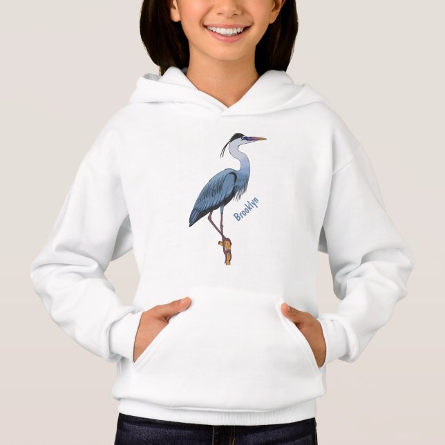 Great blue heron cartoon illustration  hoodie (Front)