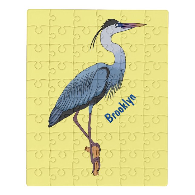Great blue heron cartoon illustration jigsaw puzzle (Puzzle Vertical)