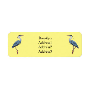 Great blue heron cartoon illustration label