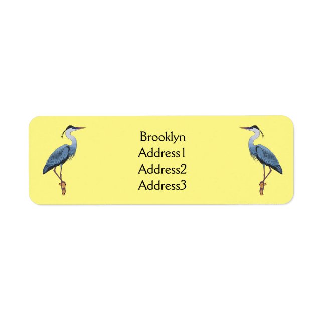 Great blue heron cartoon illustration label (Front)
