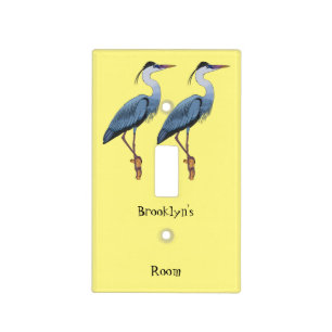 Great blue heron cartoon illustration light switch cover