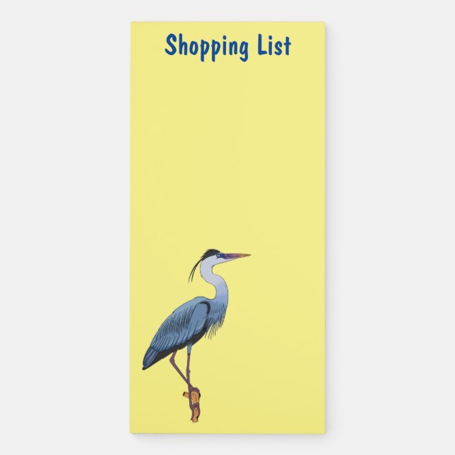 Great blue heron cartoon illustration  magnetic notepad (Front)