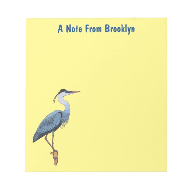 Great blue heron cartoon illustration  notepad (Front)