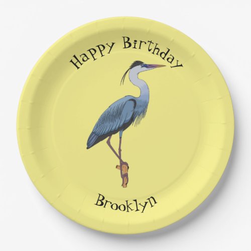 Great blue heron cartoon illustration paper plates