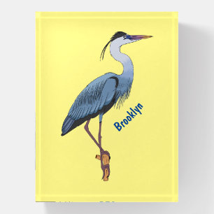 Great blue heron cartoon illustration paperweight