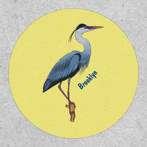Great blue heron cartoon illustration  patch