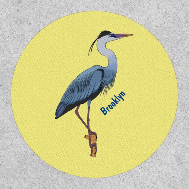 Great blue heron cartoon illustration  patch (Front)
