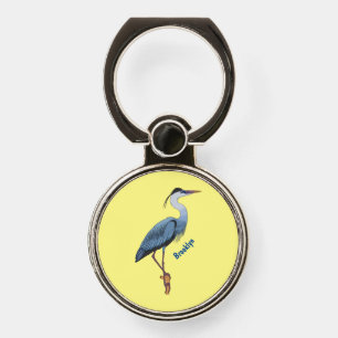 Great blue heron cartoon illustration phone ring stand