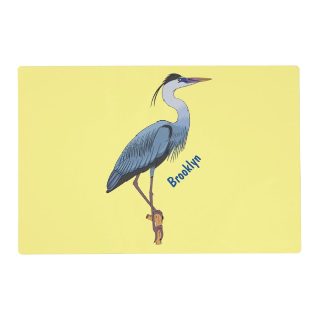 Great blue heron cartoon illustration placemat (Front)