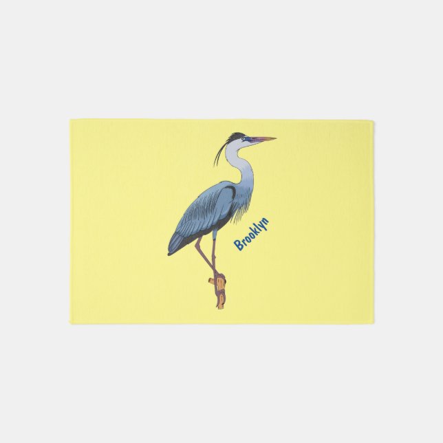 Great blue heron cartoon illustration rug (Front)