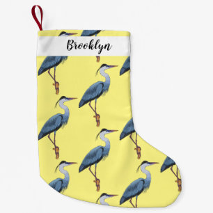 Great blue heron cartoon illustration small christmas stocking