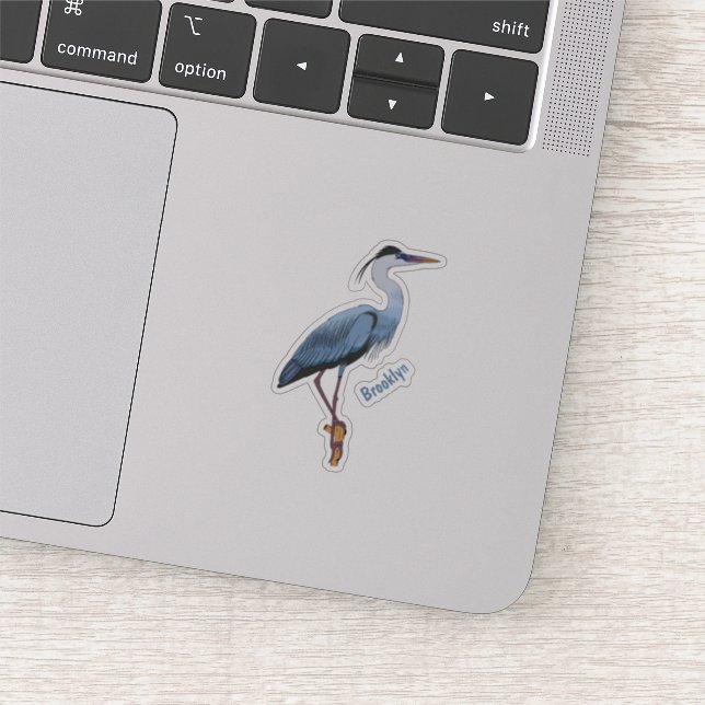 Great blue heron cartoon illustration sticker (Detail)