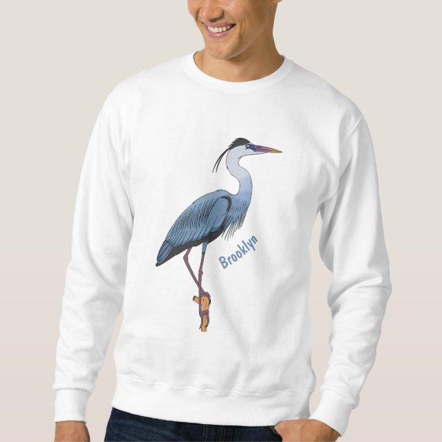 Great blue heron cartoon illustration  sweatshirt (Front)