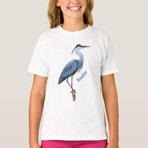 Great blue heron cartoon illustration T_Shirt