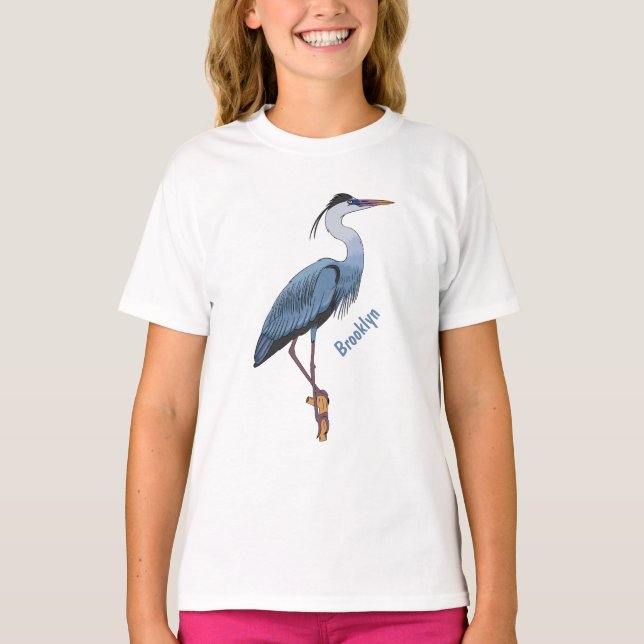 Great blue heron cartoon illustration T-Shirt (Front)