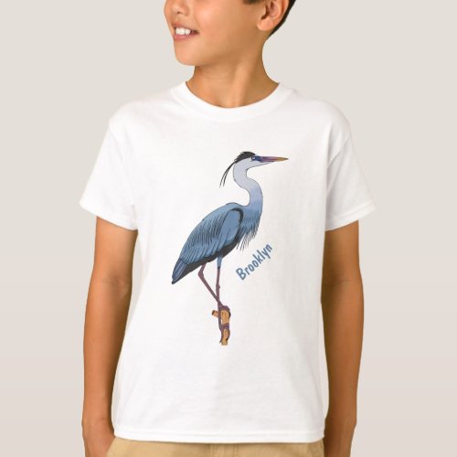 Great blue heron cartoon illustration  T_Shirt