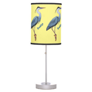 Great blue heron cartoon illustration table lamp