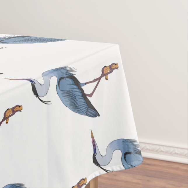 Great blue heron cartoon illustration tablecloth (In Situ)